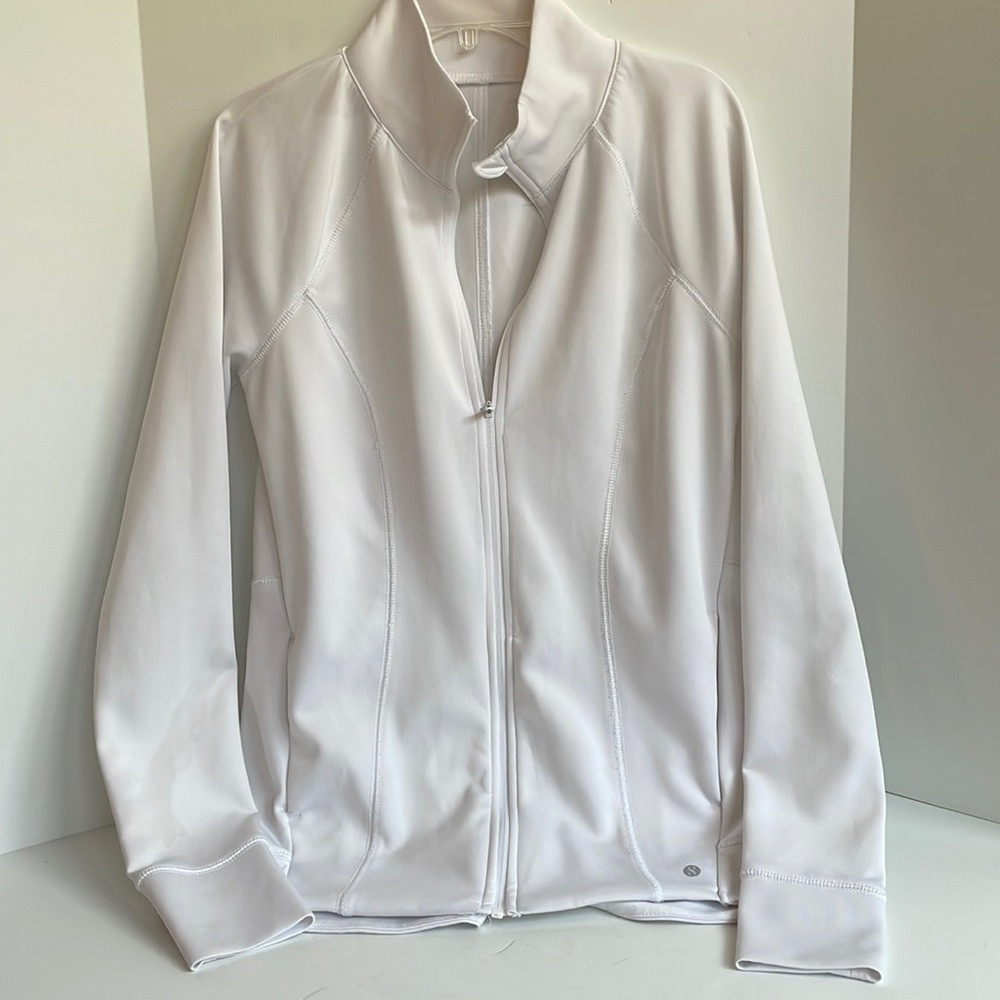 Layers mock neck zip front stretch two pocket athletic jacket size small